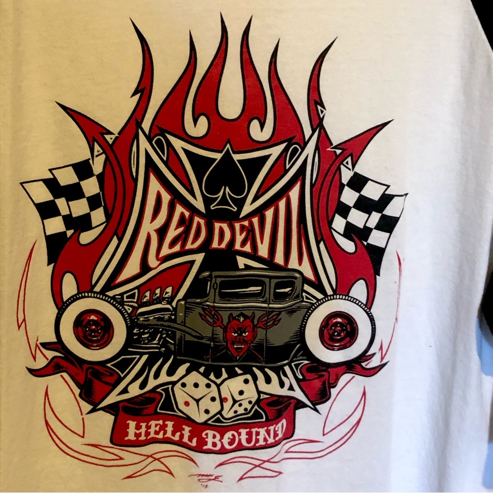 Red Devil Hellbound Rod Raglan Tee 2XL - Picture 2 of 6